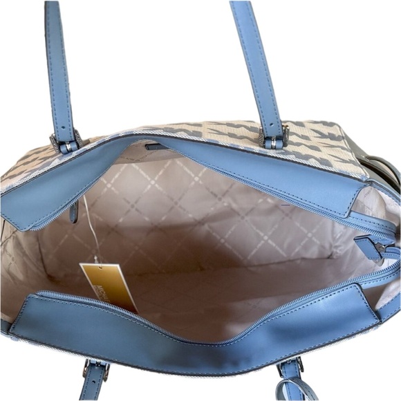 Michael Kors Gilly Large Drawstring Tote Shoulder Bag MK Graphic Logo Denim NWT - Picture 8 of 9